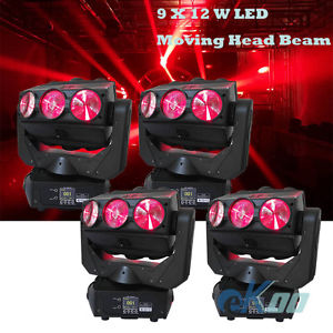 4 Units 9x12 W LED RGBW Moving H