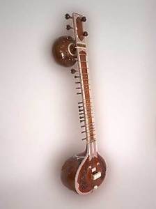 PROFESSIONAL DOUBLE PUMPKIN DECORATIVE SITAR STRING INSTRUMENT WITH FIBRE BOX