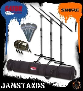 3 Shure Beta 58 58A Mics, Stands, Cables and Gator Case Free US 48 State Ship!