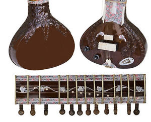 FULLY CARVED RAVI SHANKAR ACOUSTIC-ELECTRIC RESONATOR SITAR w TOP PIEZO PICKUPS