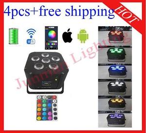 4pcs 6*18W RGBWAP 6 in 1 Wireless DMX IR Battery Wifi Led Par Free Shipping