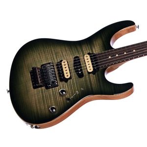 Suhr Guitars Custom Modern Carve Top Flame, Faded Trans Green Burst - Floyd Rose