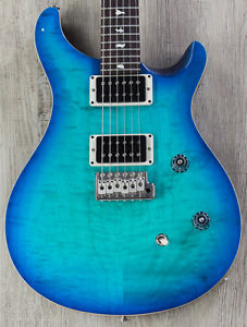 PRS Paul Reed Smith CE 24 Wood Library Quilt Top Guitar, Makena Blue, Black Neck