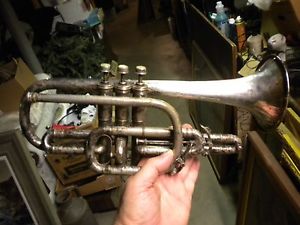 antique  Symphony  Cornet ~ Silver Plated with Hard Case