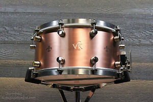 VK Drums 7x14 Copper Snare Drum w/ Exclusive "Fleur-de-lys" Design - New!