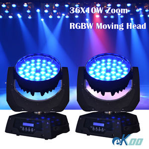 2Pcs! 36X10W RGBW LED Zoom Moving Head Wash Stage Light DJ Disco Party American