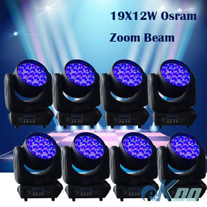 8Pcs! 19X12W OSRAM RGBW LED Zoom Beam Moving Head Stage light DJ Disco American