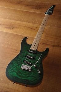 Tom Anderson DropTop Trans Green to Forest Burst with Wood Binding Maple 2014