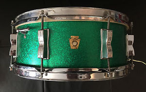 LUDWIG 1960 Vintage Keystone GREEN Sparkle Jazz Festival Snare Caisse Claire,TBE