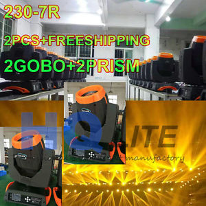 2-PACK 230W 7R Beam spot wash zoom 3in1 2gobo biprism 8+16 perfect for stage
