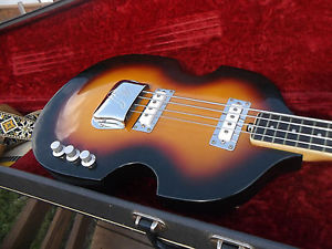 1960'S VOX VIOLIN SHAPED BASS GUITAR MADE IN ITALY, WITH ORIGINAL CASE AND MORE