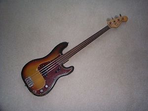 1973 Fender Precision Bass with 77 Fretless neck and hard shell case
