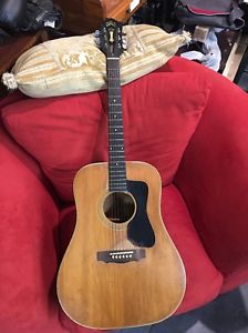 Vintage 1973 Guild D-44  USA Natural Acoustic Guitar Beautiful Sound ebony Frets