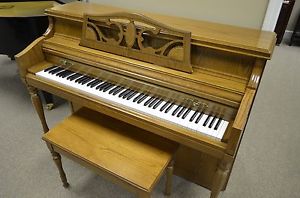 Wurlitzer Console Piano in Oak Cabinet