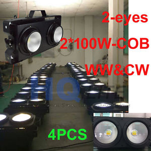 4pcs-pack COB Audience light led wash Blinder light 2*100w ww@cw 2in1 color led