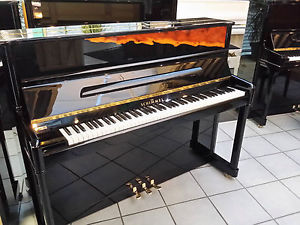 Schimmel Klavier, schwarz pol. mit Eibe-Intarsie, 120cm, ca.1992