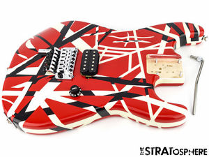 LOADED 2016 EVH Striped Series BODY Guitar Floyd Rose DTuna Red Black + White