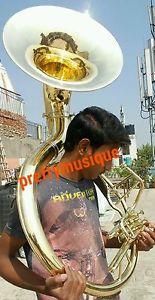 SOUSAPHONE OF PURE BRASS 22" BELL IN BRASS GOLD +CASE + MOUTHPC+ FREE SHIPPING