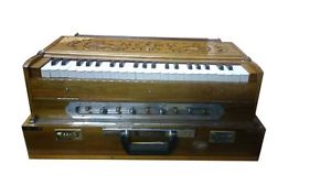 PROFESSIONAL FOLDING HARMONIUM TRAVELING BAJA TEAK WOOD BODY WITH FIBRE CASE