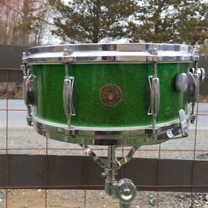 Vintage 60's Gretsch Round Badge  5" x 14" snare drum in RARE green sparkle