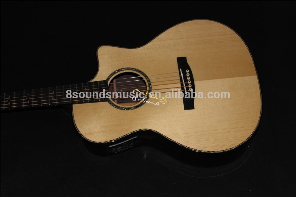 free shipping AAA quality all solid wood handmade acoustic electric guitar custom OEM logo