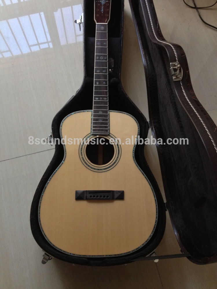 free shipping OEM acoustic guitar ebony fretboard handmade all Solid OM acoustic guitar