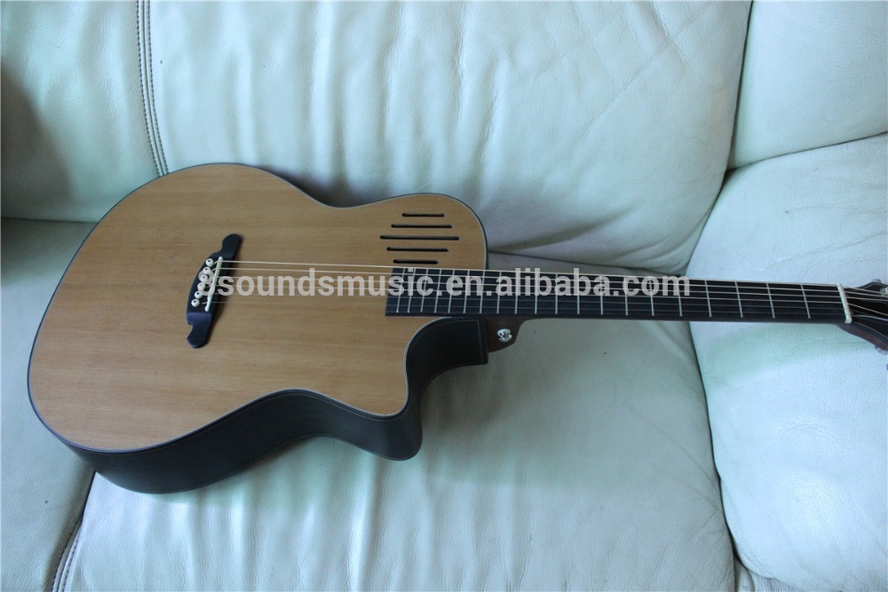 free shipping high end AAA all solid wood acoustic electric guitar OEM acoustic guitar ebony fretboard single cut guitar