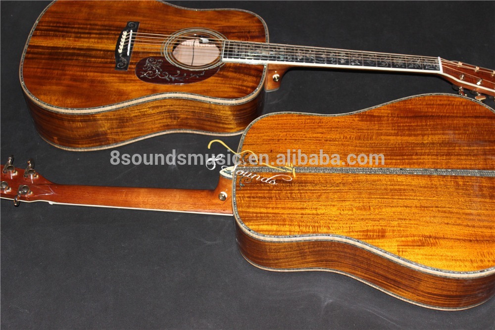 free shipping custom OEM all solid KOA acoustic guitar all solid wood handmade fancy guitar