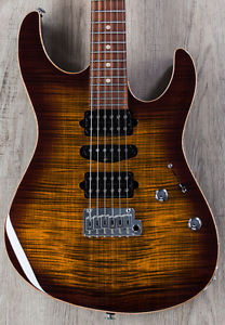 Suhr Modern Pro HSH Guitar, Bengal Burst, Flame Maple, Black Headstock +Cable