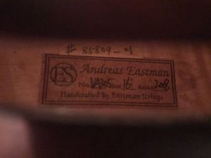 andreas eastman viola 16" made in 08'