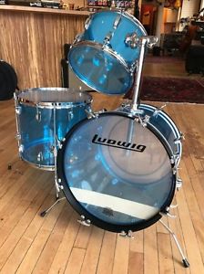 Ludwig Blue Vistalite Drums 3 piece Blue and Olive Badge Vintage 1970’s