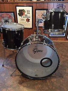 vintage 1980s Gretsch drum set with MASSIVE 26" bass drum - black stain finish