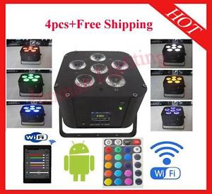 4pcs 6*18W RGBWAP 6 in 1 Wireless DMX IR Battery Wifi Led Par Free Shipping