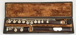 Antique KARL MENDLER MUNCHEN Cocobolo Wooden Boehm Flute Gold Plated Keys A=440