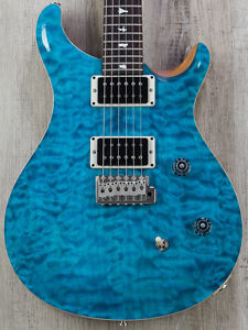 PRS Paul Reed Smith CE 24 Wood Library Quilt Top Guitar, Blue Matteo, Black Neck