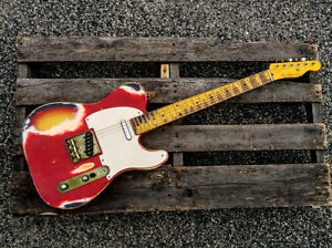 Nash T-57 Heavy Relic Electric Guitar Dakota Red over 3 Tone Sunburst t57