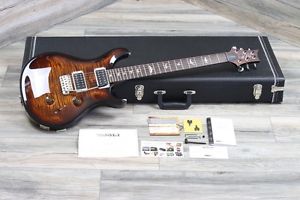 MINTY! 2015 PRS Custom 24 Black Gold Wrap Flame Top + papers and OHSC