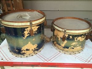 Pair of Vtg Slingerland Rolling Bomber Radio King Tom Toms Circa 1942-1944 W II