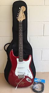 SAMMY HAGAR Signed Squier Stratocaster Fender Electric Guitar Red and White