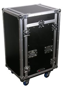 Odyssey FZ1116WDLX Flight Zone Ata Combo Rack With Wheels And Side Table: 11u