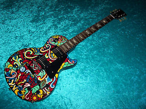 Custom Hand Painted Gibson Les Paul guitar vintage design made in USA American