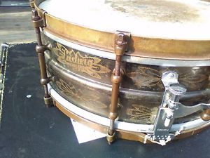 Engraved Ludwig Super Sensitive? Standard? Brass Vintage Snare Drum cob nob 193?