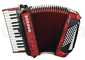 Hohner BR48B-N Red II Piano Black Accordion 48 Bass 26 key 2 Reed
