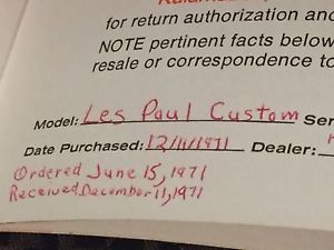 Vintage Gibson Les Paul USA Hang Tag 1970s 1971 For Lp S/n#633961 W SG Inside