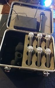 6 Shure sm58 microphones, with hardshell SKB carrying Case AND 2 wireless mics
