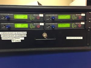 IEM Monitor Rack Sennheiser G2 IEM Units (4) in rack with power and antenna dist