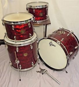 Vintage Gretsch "Red Wine Emerald Pearl" 4pc Drum Set - Made in USA