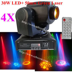 4pc LED 30w Gobo spot+green laser Moving Head Light DJ American Nightclub light