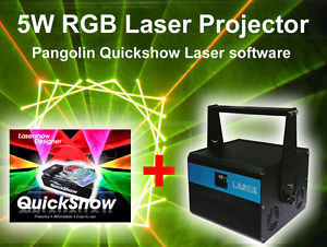 NEW 5W RGB Full Color stage Laser projector lighting + Pangolin Quickshow 3.0