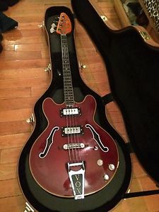 1960s vintage Cherry Vox Skybolt hollow Bass Guitar short scale  w/ hard case